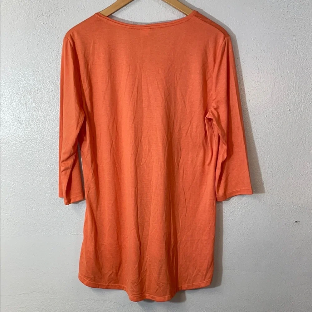Artwear Coastal Bird Tunic 3/4 Sleeve Orange Knit Medium A Walk In The Park NWT